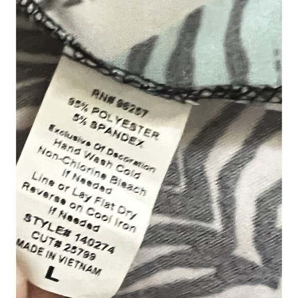 Per Seption Concept Abstract Print Beaded Neckline Stretch Shift Dress Sz L - Picture 7 of 7